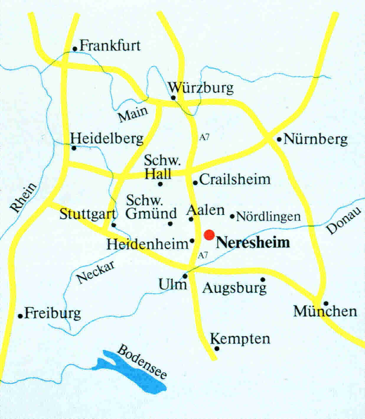 Lage von Neresheim, geographisch